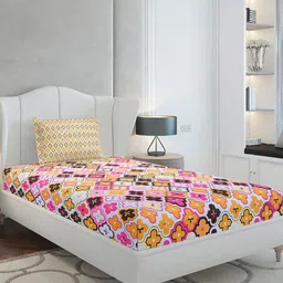 Monte Carlo White & Pink Floral Cotton 144 TC Single Bedsheet Set-2.29 m x 1.52 m-image-64