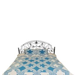 Exotic India Blue & White Floral Cotton 300 TC Queen Bedsheet With 2 Pillow Covers-image-89