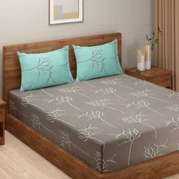 SWAYAM Grey An&a Abstract Print 210 TC Cotton Double Bedsheet Set-2