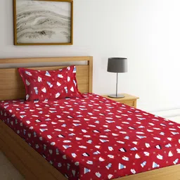 KLOTTHE Maroon Cartoon Printed 300 TC Woolen Single Bedsheet With 1 Pillow Cover-image-64