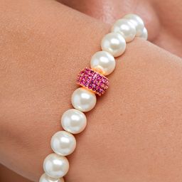 MINUTIAE Rose Gold Plated Pearls Beaded Elasticated Bracelet-image-38
