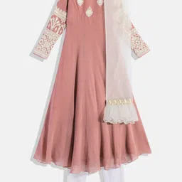 Ethnovog Girls Ethnic Motifs Embroidered Pleated Sequinned Kurta with Trousers & With Dupatta-picture-14
