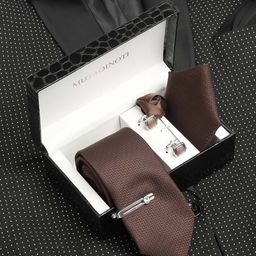 MUTAQINOTI Men Italian Silk Blend Necktie Accessory Gift Set-image-99