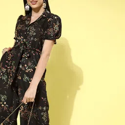 DressBerry Women Stylish Black Printed Romantic Florals Jumpsuit-44