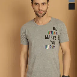 MACK JONNEY Men Pack Of 3 Typography Printed Round Neck Cotton T-shirts-image-19