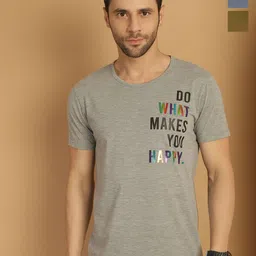 MACK JONNEY Men Pack Of 3 Typography Printed Round Neck Cotton T-shirts-image-30