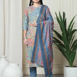 Roly Poly Women Floral Printed Regular Kurti with Trousers & With Dupatta-image-70