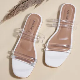 DressBerry Women Transparent Solid Quad Straps Open Toe Flats-43