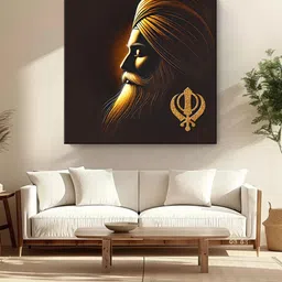 999Store Brown & Gold Toned Sikh Guru Canvas Printed Wall Art-picture-4