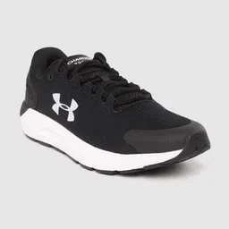 UNDER ARMOUR Men Black Woven Design Charged Rogue 2 Wide Fit 2E Running Shoes-image-71