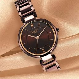 Titan Women Brown Brass Dial & Brown Stainless Steel Bracelet Style Straps Analogue Watch 2608QM02-11