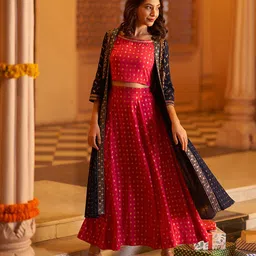 AURELIA Ethnic Embellished Round Neck Sleeveless Co-Ords Set With Shrug-image-21