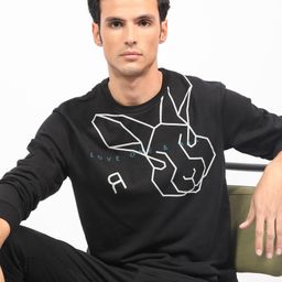 RARE RABBIT Men Bermann Graphic Print Logo Sweatshirt-19