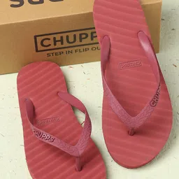 CHUPPS Men Banana Leaf Monochrome Maroon Natural Rubber Sustainable Thong Flip-Flops-image-82