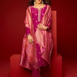 Libas Floral Embroidered Regular Kurta With Trousers & Dupatta-40