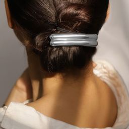 Rubans Rhodium Plated Sleek Double-Bar Design Hair Clip - Statement Luxe Hair Accessory-image-9