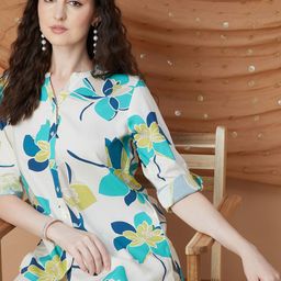 Melange by Lifestyle Women Floral Printed Mandarin Collar Straight Kurti-picture-42