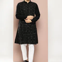 See Designs Embroidered Sequinned Kurta with Pyjamas-35