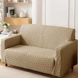 HOUSE OF QUIRK Jacquard 1 Piece Triple Seater Sofa Cover With Arms-image-67