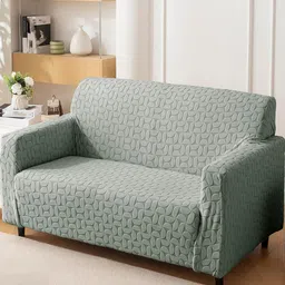 HOUSE OF QUIRK 1 Piece Double Seater Jacquard Sofa Cover With Arms-image-21