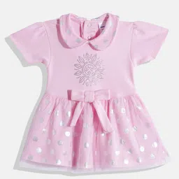 Moms Love Infant Girls Cotton Polka Dot Fit & Flare Dress With Shorts-image-84