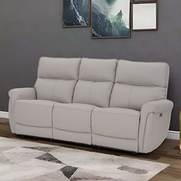 Royaloak Latina Grey 3 Seater Italian Power Motion Half Leather Recliner-image-56