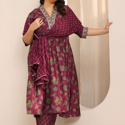 EXTRA LOVE BY LIBAS Plus Size Women Floral Printed High Slit Kurta Set-picture-31