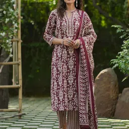 NAINVISH Ethnic Motifs Printed Regular Gotta Patti Kurta With Trousers With Dupatta-picture-2