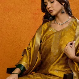 KALINI Floral Wwoven Design Zari Jacquard Straight Kurta With Trouser & Dupatta-picture-23