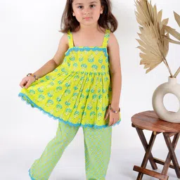 Superminis Girls Ethnic Motifs Printed Pure Cotton Kurti with Palazzos-image-98