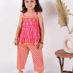 Superminis Girls Ethnic Motifs Printed Pure Cotton Kurti with Palazzos-picture-36