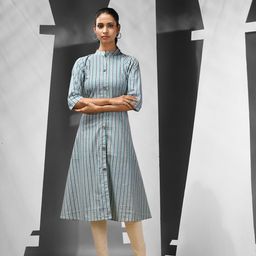 Charukriti Ethnic Motifs Printed Mandarin Collar A-Line Cotton Kurta-image-68
