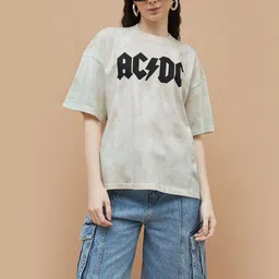 Ginger by Lifestyle Women Typography Printed Round Neck Cotton Oversized T-shirt-image-59