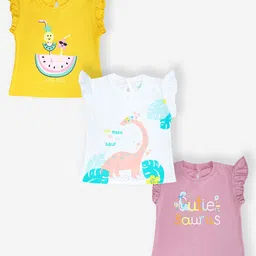 YUV Unisex Kids Pack Of 3 Typography Printed Round Neck Cotton T-shirts-21