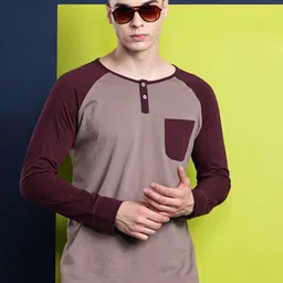 Hancock Men Colourblocked Pure Cotton Pocket T-shirt-image-27