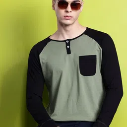 Hancock Men Colourblocked Pure Pure Cotton Pocket T-shirt-image-96