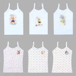 CAREPLUS Infant Girls Pack Of 6 Printed Non Padded Pure Cotton Camisoles-27