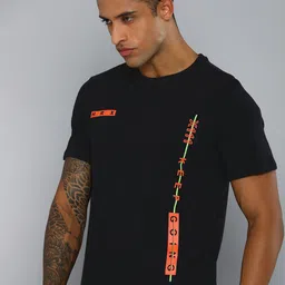 HRX by Hrithik Roshan Men Black Brand Logo Printed Pure Cotton T-shirt-image-50