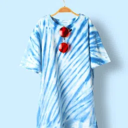 Jumping Joey Striped Drop-Shoulder Sleeve Longline Pure Cotton T-shirt-image-54
