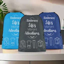 Aura Blue & Grey 3 Pieces Printed Storage Bag Water Resistant Organisers-6