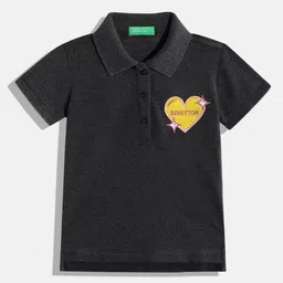 United Colors of Benetton Kids Girls Polo Collar T-Shirt With Applique Detail-image-22