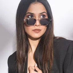 Voyage Women Black Lens Rectangle Sunglasses with UV Protected Lens B80389MG3456C-24