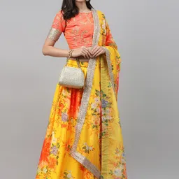 DIVASTRI Embroidered Sequinned Semi-Stitched Lehenga & Unstitched Blouse With Dupatta-image-88