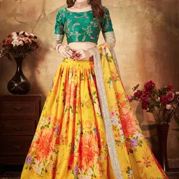 DIVASTRI Embroidered Sequinned Semi-Stitched Lehenga & Unstitched Blouse With Dupatta-picture-20