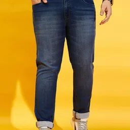 bigbanana Plus Size Men Mid-Rise Heavy Fade Stretchable Cotton Jeans-58