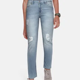 UTH by Roadster Boys Blue Mildly Distressed Light Fade Stretchable Jeans-image-28