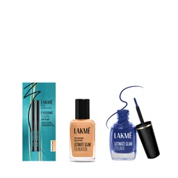 Lakme Set of Perfecting Foundation - 2 Eyeconic Kajal - Insta Eye Liner-8
