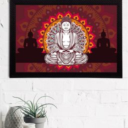 eCraftIndia Maroon & Orange Meditating Lord Buddha Satin Matt Texture UV Art Painting-image-89