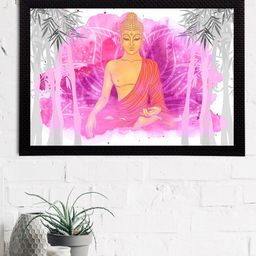 eCraftIndia Purple & Orange Meditating Lord Buddha Satin Matt Texture UV Art Painting-image-48