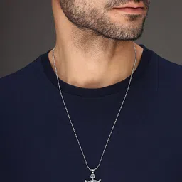 Bold by Priyaasi Men Silver-Plated Ship Wheel-Shaped Pendants With Chain-picture-0